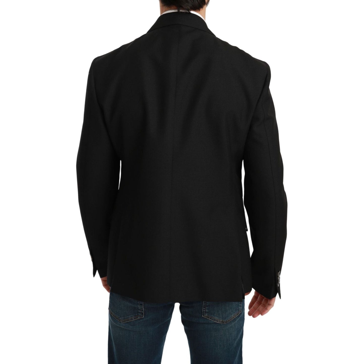 Dolce & Gabbana Black Slim Fit Jacket Coat Wool Blazer Dolce & Gabbana