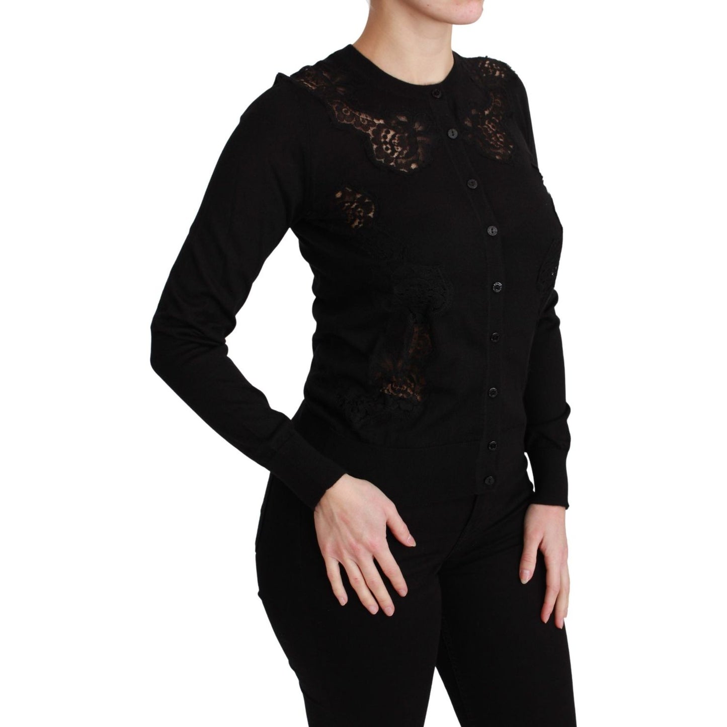 Dolce & Gabbana Elegant Cashmere Silk Blend Lace Cardigan Dolce & Gabbana