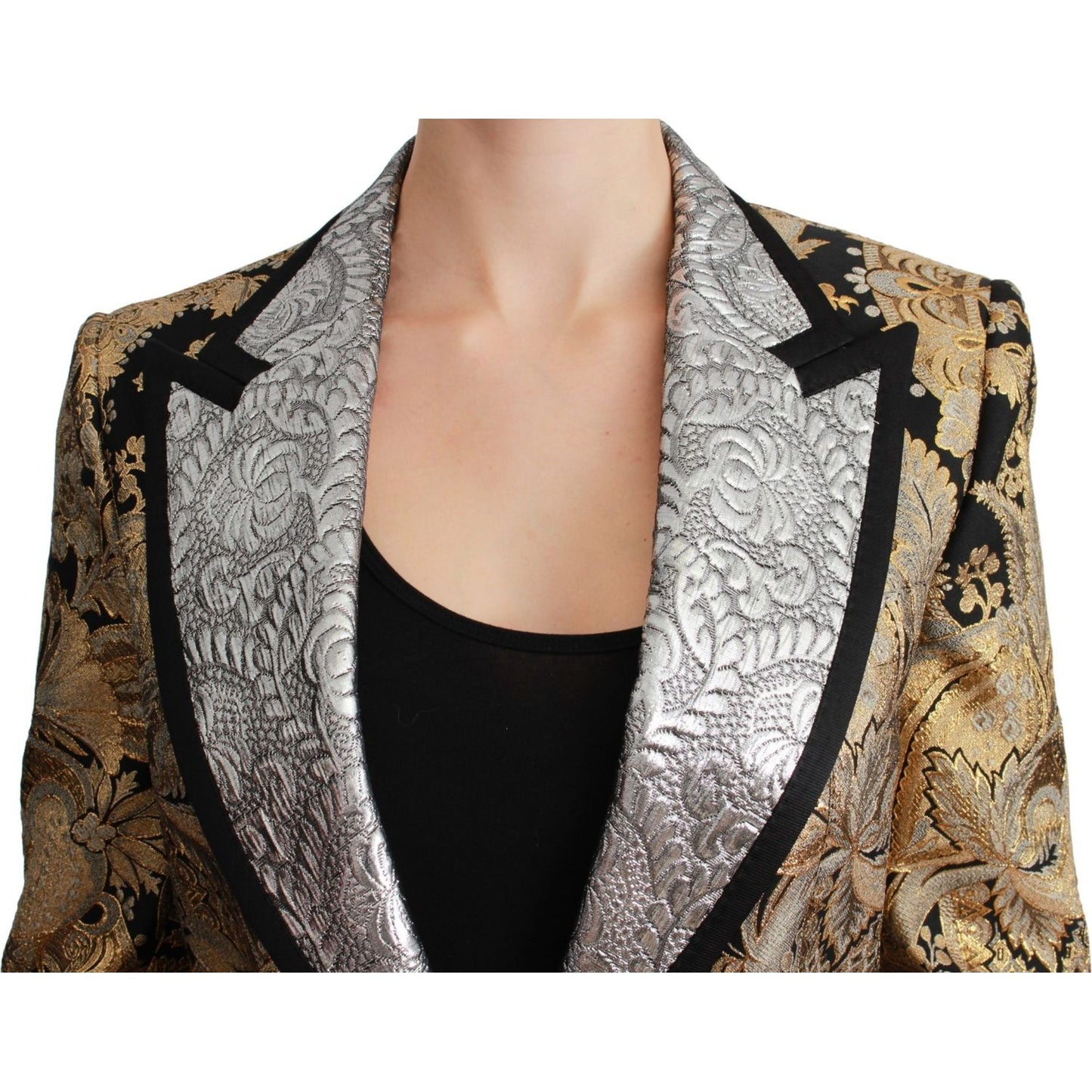 Dolce & Gabbana Elegant Gold Floral Jacquard Blazer Dolce & Gabbana