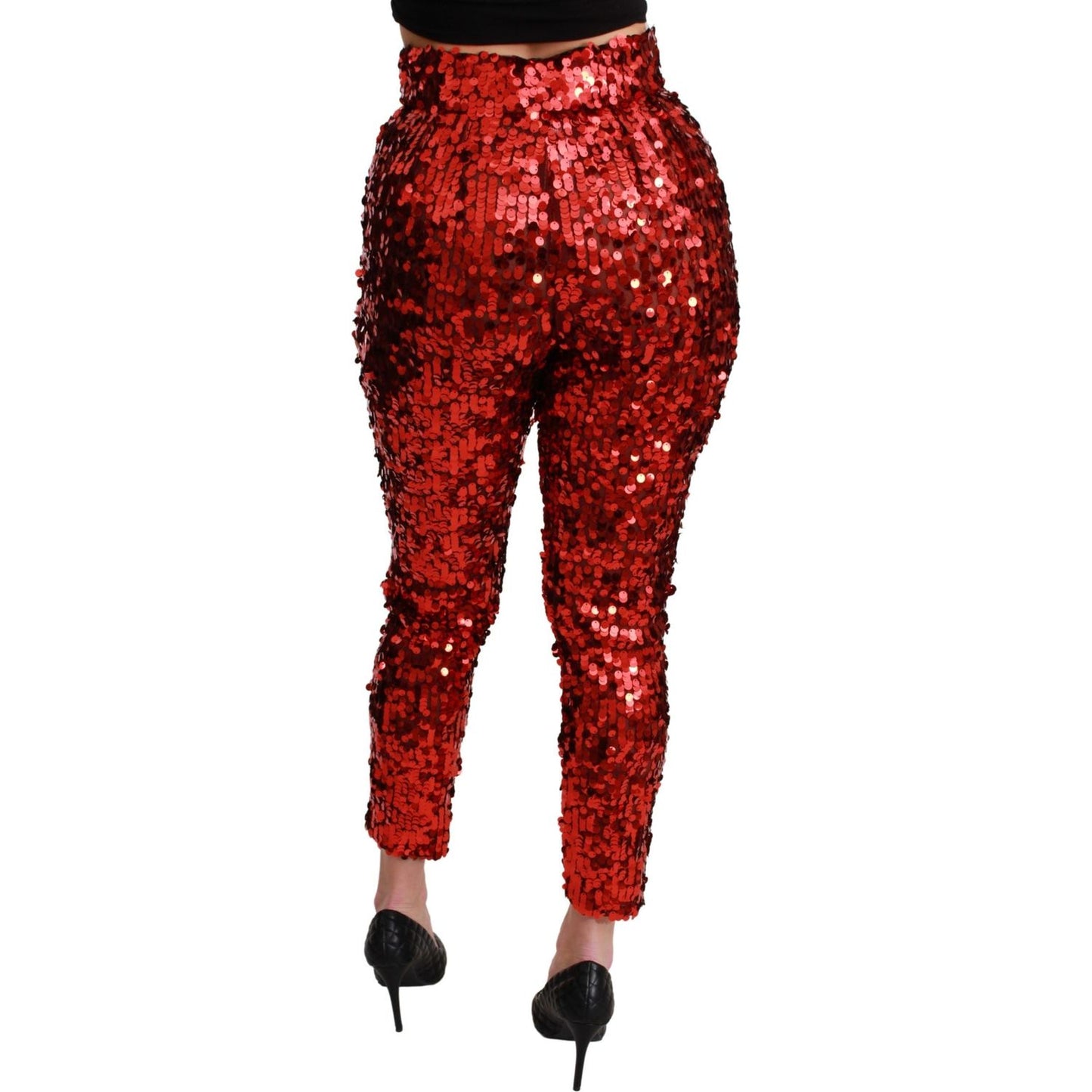 Dolce & Gabbana Elegant High-Waist Cropped Red Trousers Dolce & Gabbana