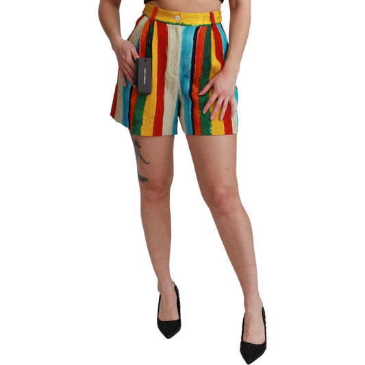 Dolce & Gabbana Multicolor Striped High-Waist Shorts Dolce & Gabbana