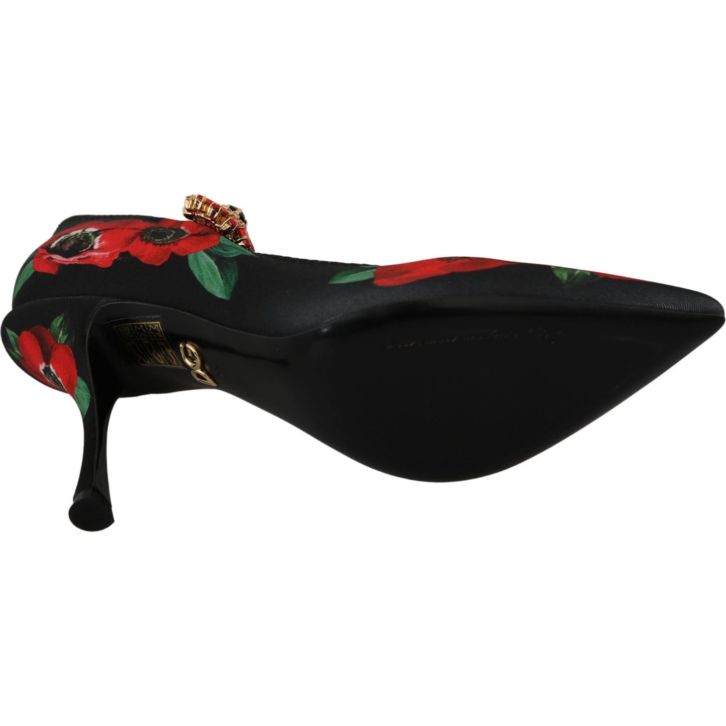 Dolce & Gabbana Floral Mary Janes Pumps with Crystal Detail Shoes Dolce & Gabbana