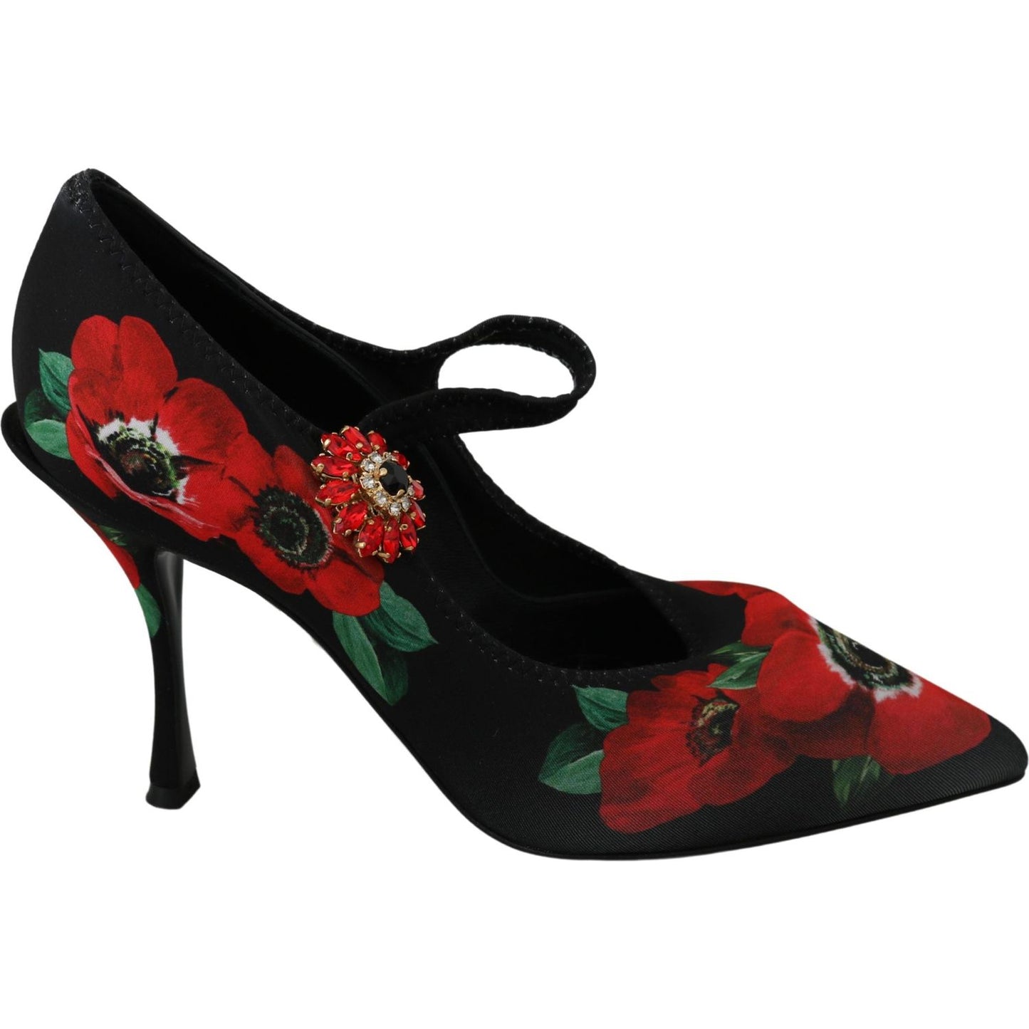 Dolce & Gabbana Floral Mary Janes Pumps with Crystal Detail Shoes Dolce & Gabbana