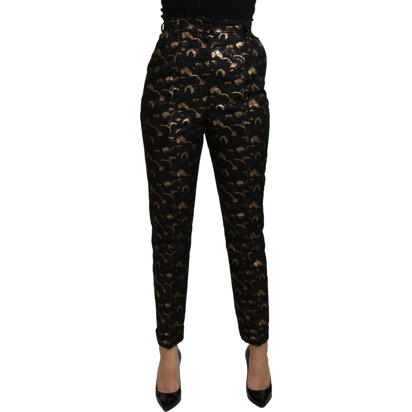 Dolce & Gabbana Elegant High Waist Tapered Brocade Pants Jeans & Pants Dolce & Gabbana