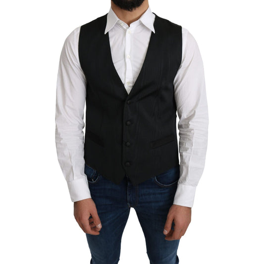 Dolce & Gabbana Elegant Silk Formal Gray Vest Dolce & Gabbana