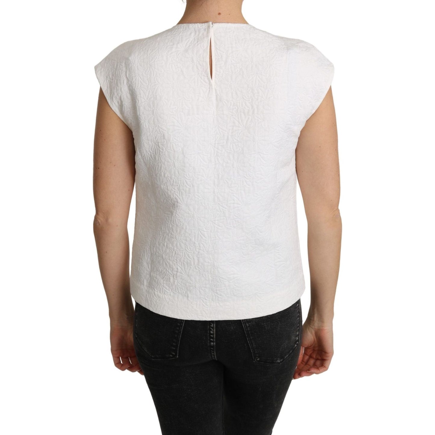 Dolce & Gabbana Elegant White Cotton Blend Blouse Dolce & Gabbana