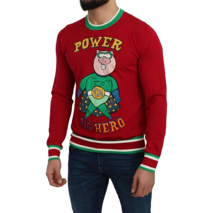 Dolce & Gabbana Red Wool Silk Pig of the Year Sweater Dolce & Gabbana
