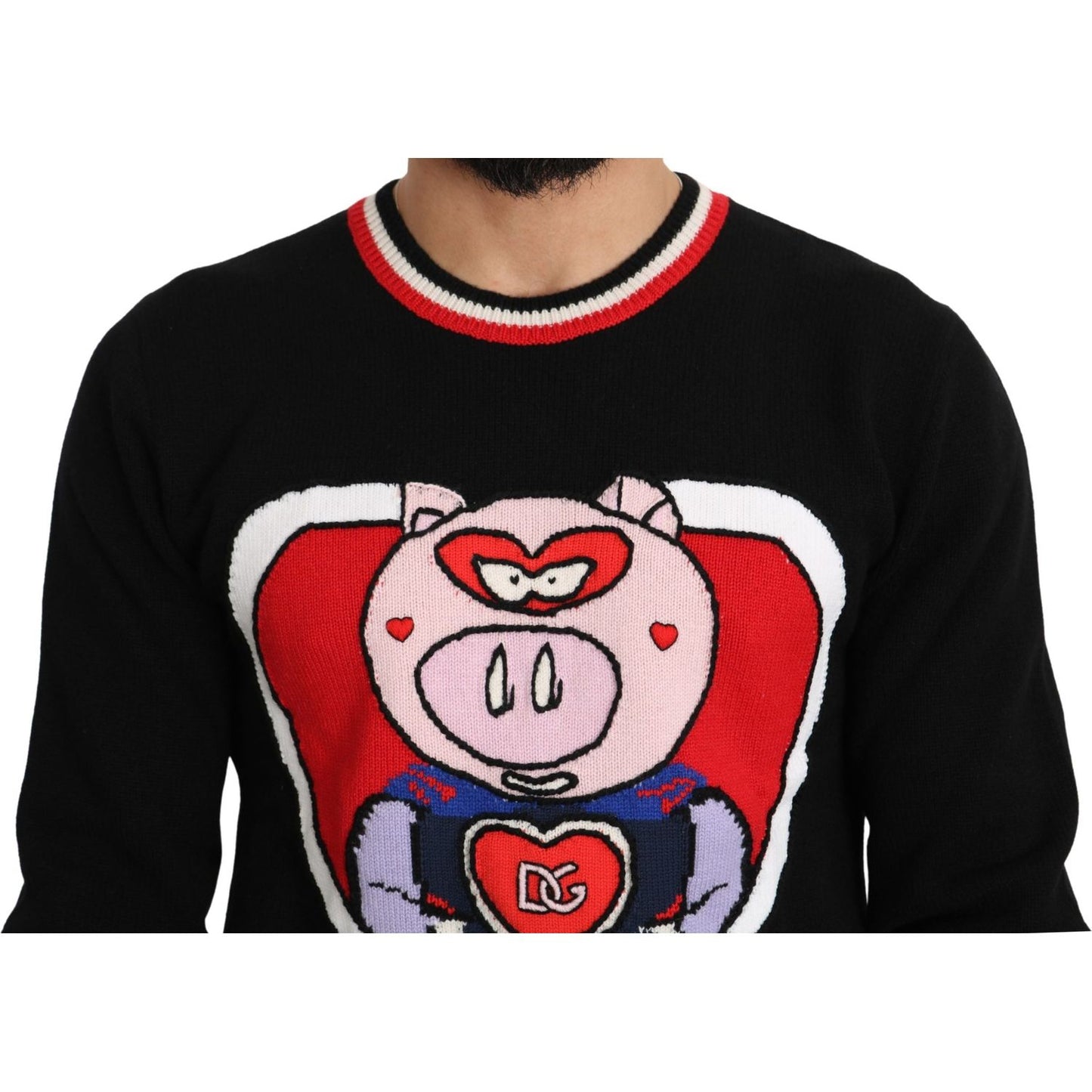 Dolce & Gabbana Elegant Black Cashmere Crew Neck Sweater Dolce & Gabbana