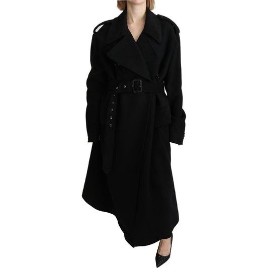 Dolce & Gabbana Virgin Wool Black Blazer Trenchcoat Jacket Dolce & Gabbana
