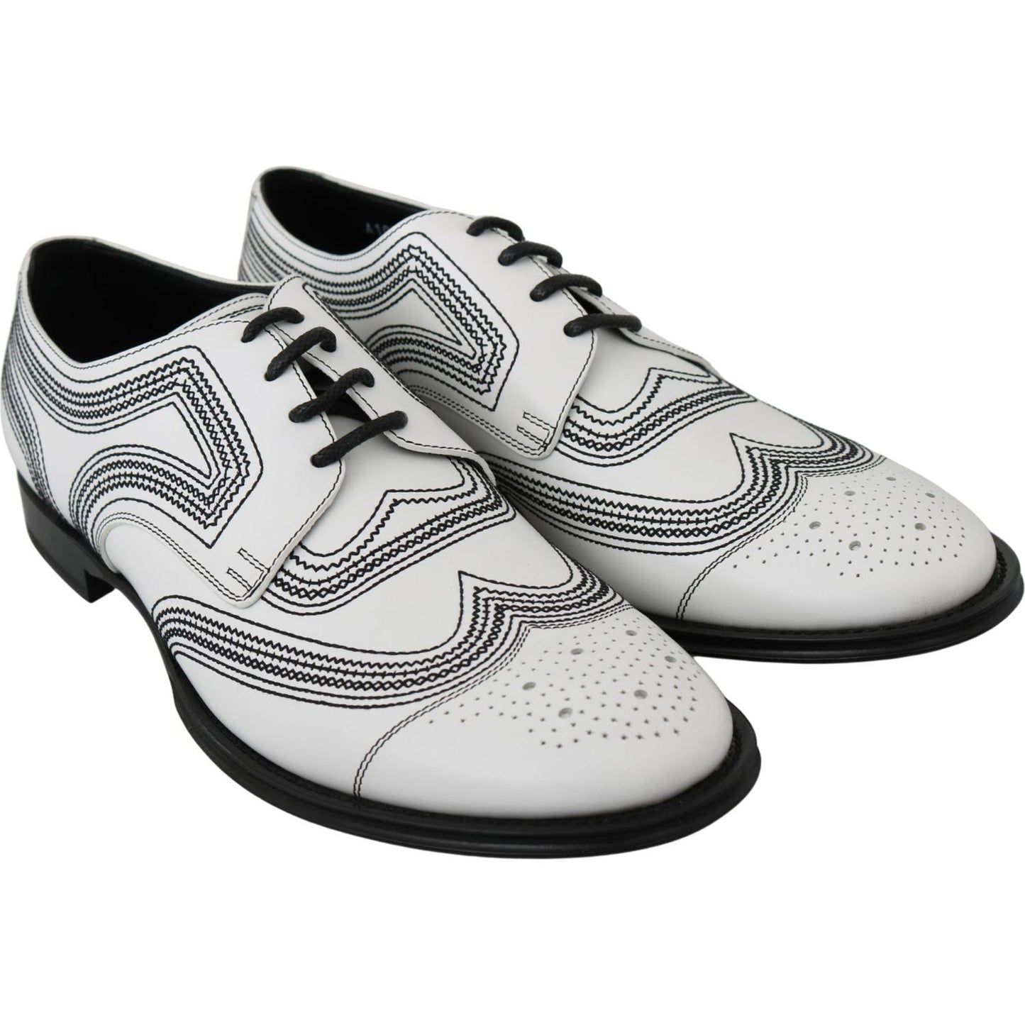 Dolce & Gabbana Elegant White Leather Derby Shoes Dolce & Gabbana