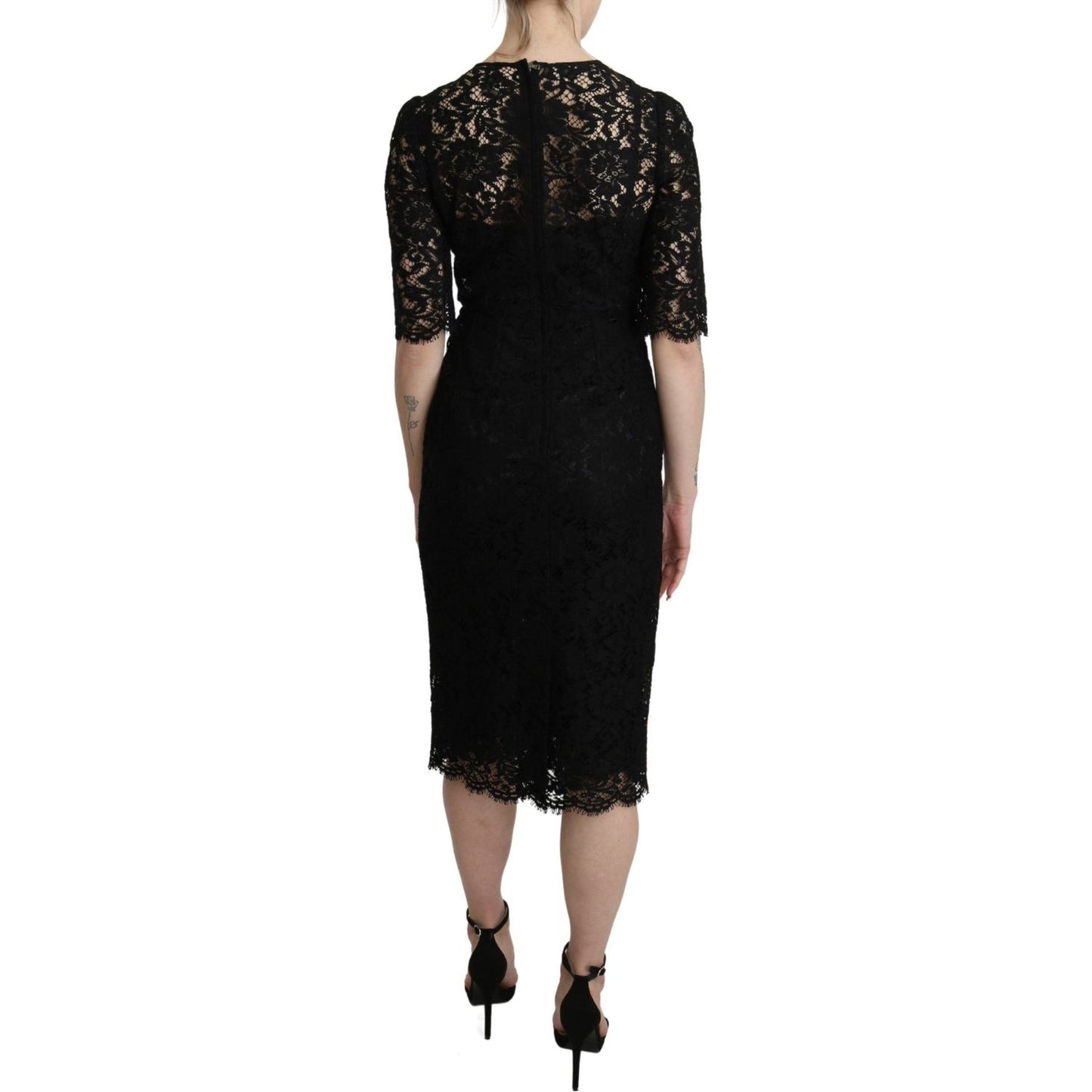 Dolce & Gabbana Elegant Black Lace Sheath Knee-Length Dress Dolce & Gabbana