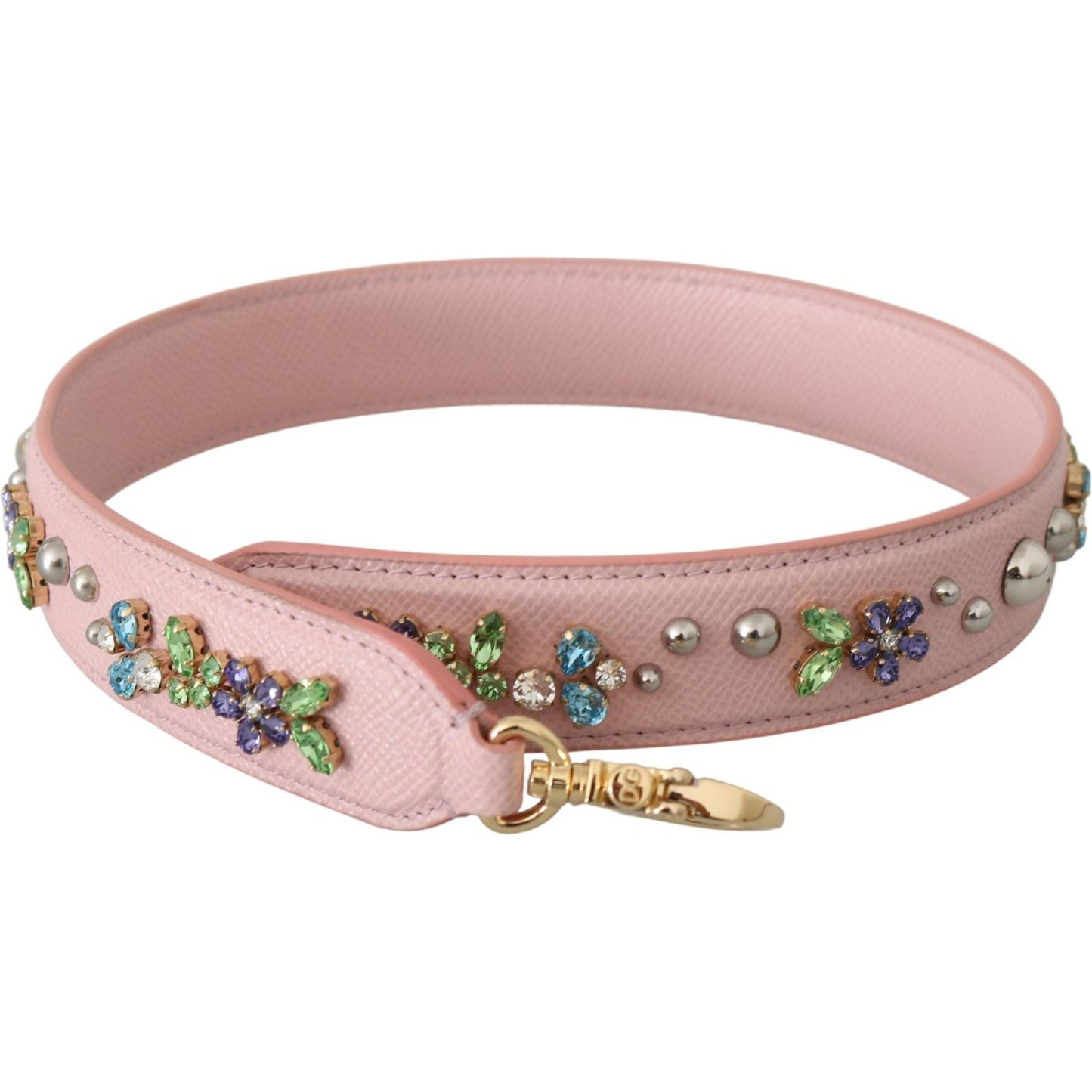 Dolce & Gabbana Stunning Pink Crystal Studded Leather Strap Dolce & Gabbana