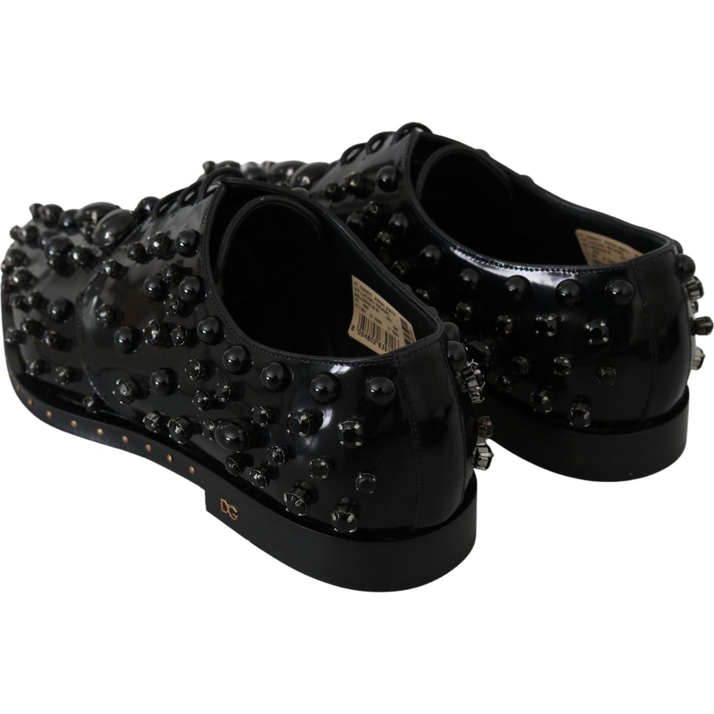 Dolce & Gabbana Elegant Black Crystal Leather Dress Shoes Dolce & Gabbana