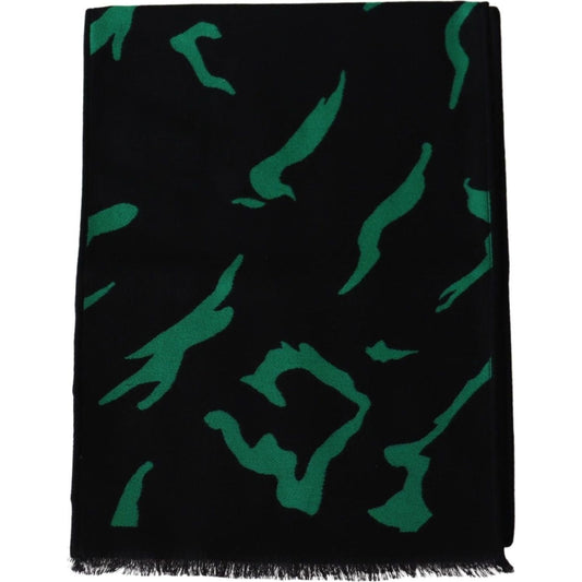 Givenchy Elegant Wool Silk Black Unisex Scarf Givenchy