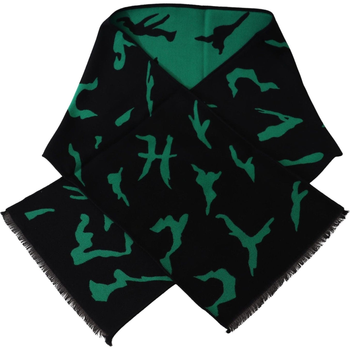 Givenchy Elegant Wool Silk Black Unisex Scarf Givenchy