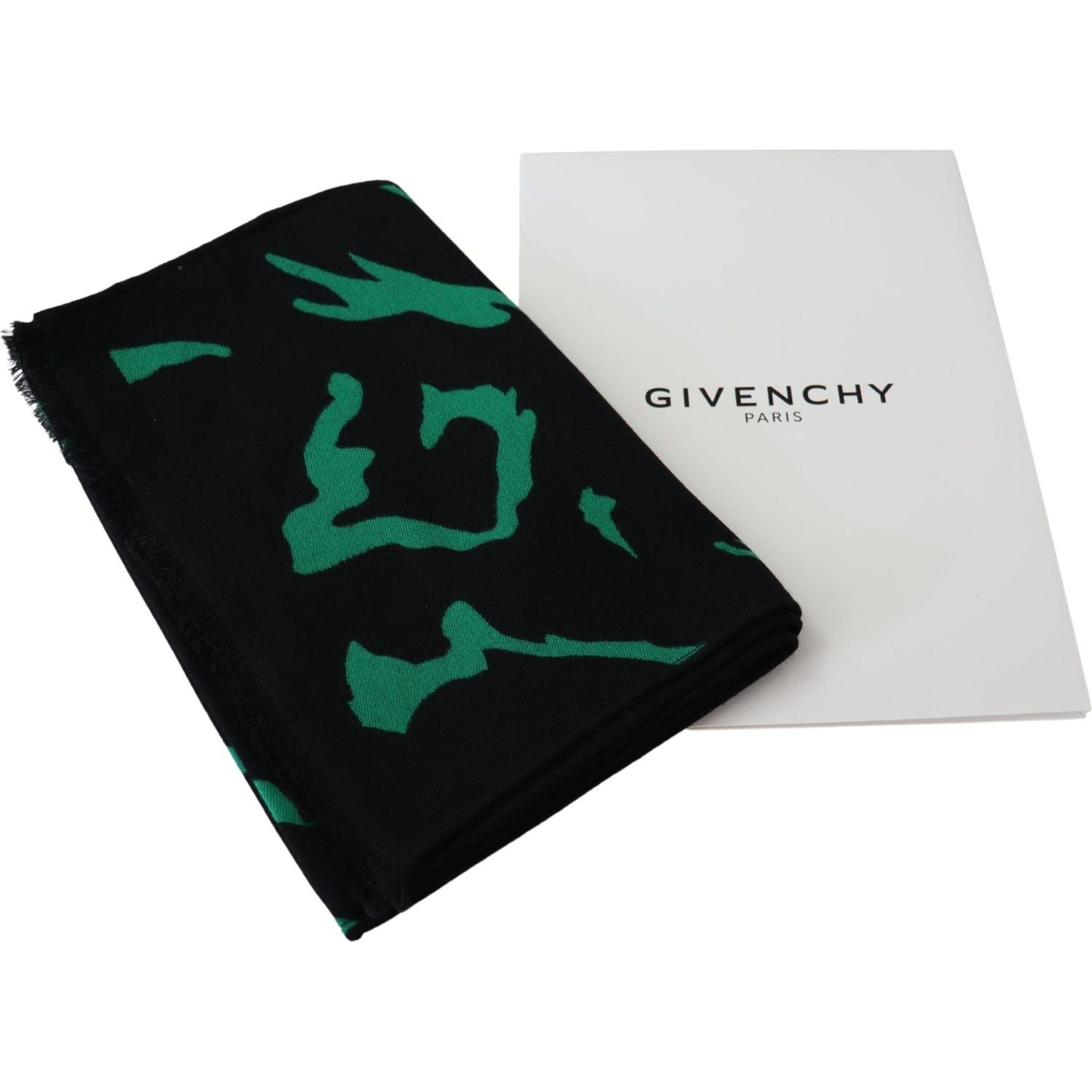 Givenchy Elegant Wool Silk Black Unisex Scarf Givenchy