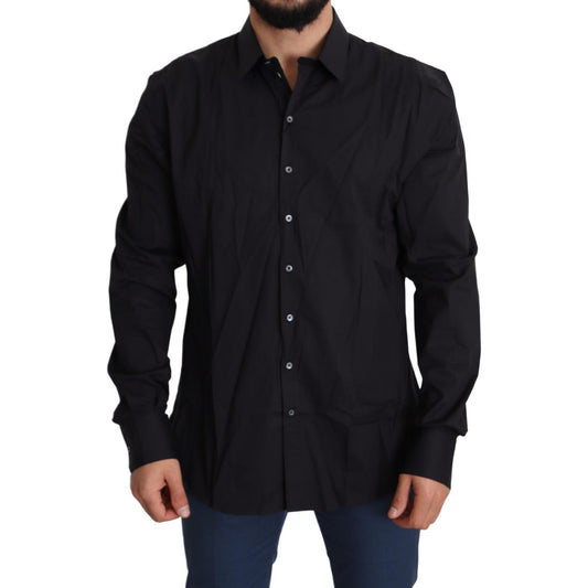 Dolce & Gabbana Black Cotton Stretch Dress SICILIA Shirt Dolce & Gabbana