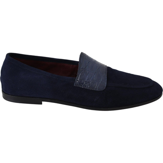 Dolce & Gabbana Elegant Blue Suede Leather Loafers Dolce & Gabbana