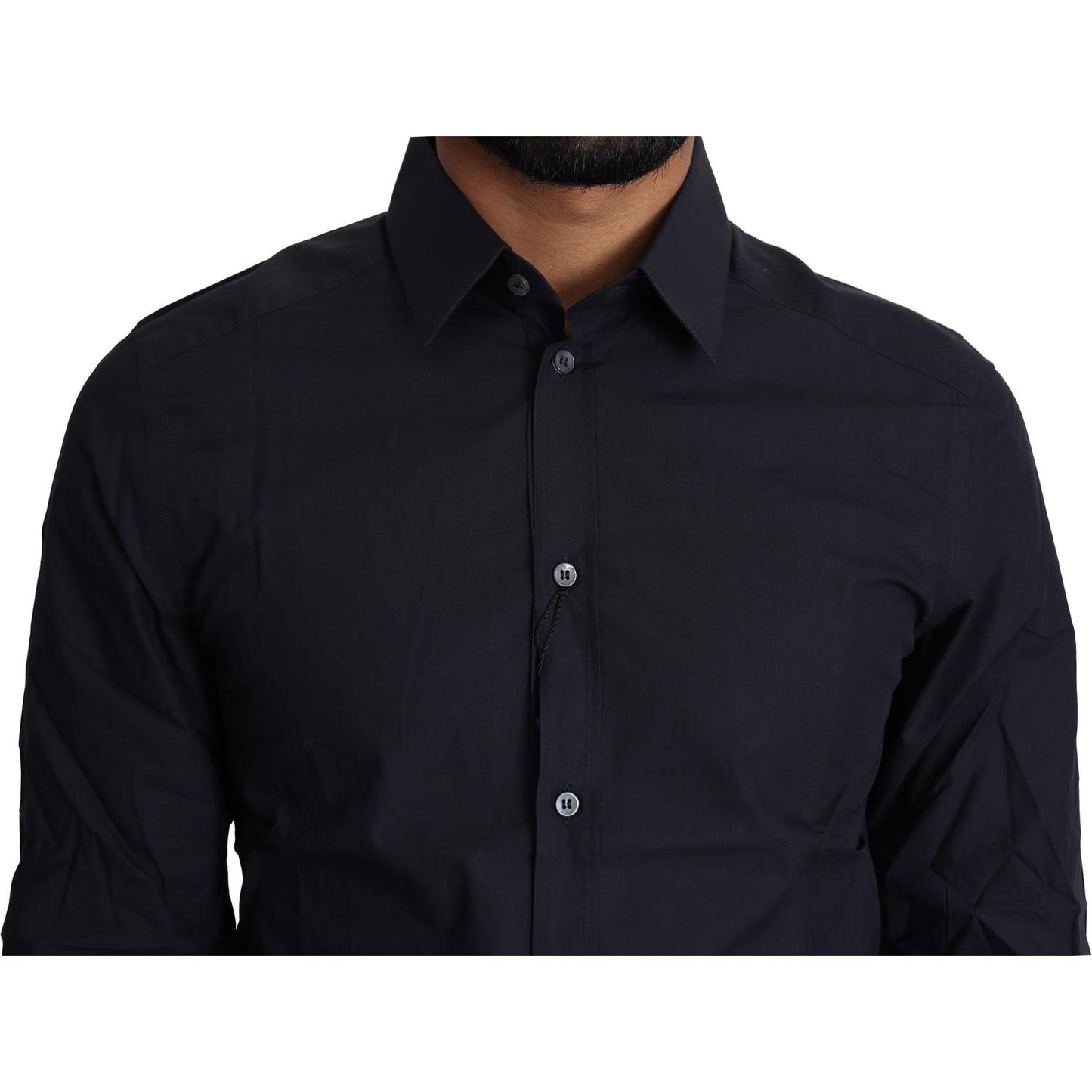 Dolce & Gabbana Navy Blue Slim Fit Gold Series Dress Shirt Dolce & Gabbana