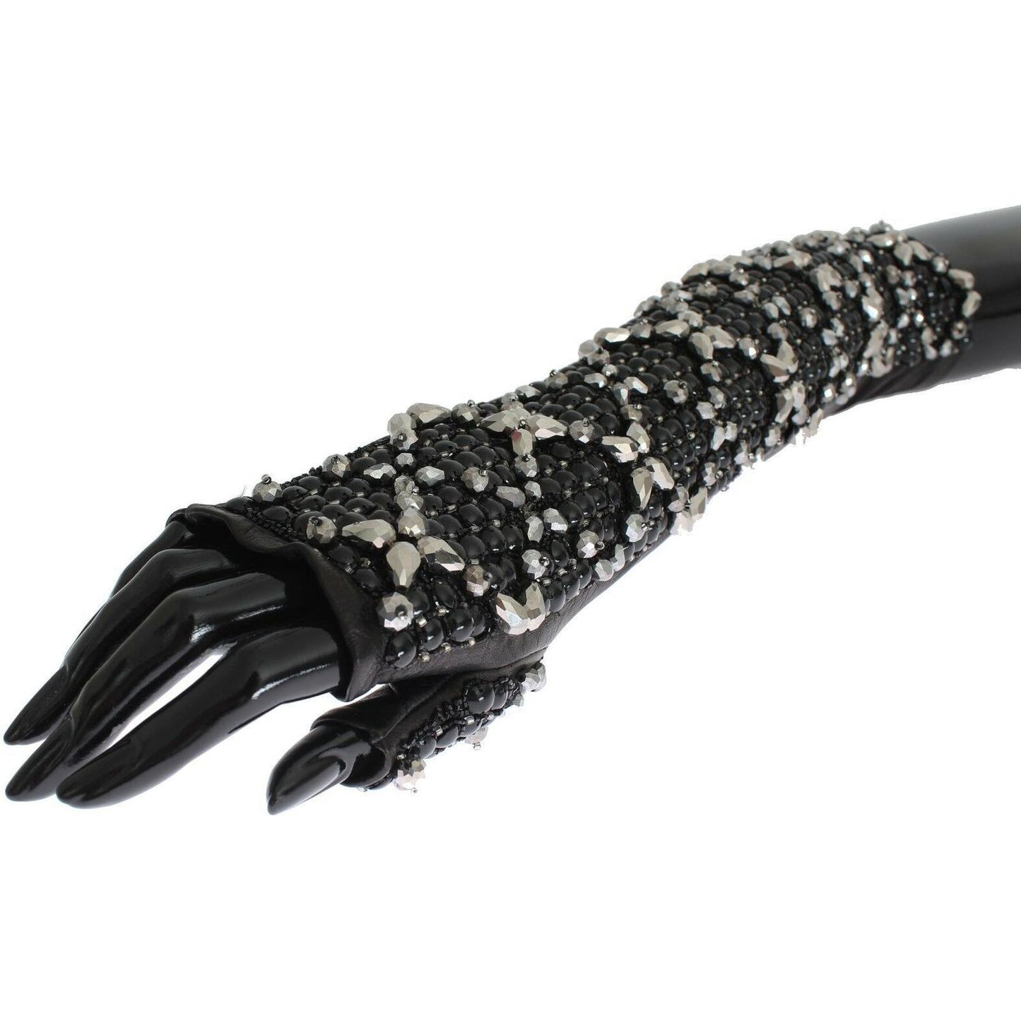 Dolce & Gabbana Elegant Crystal Beaded Leather Gloves Dolce & Gabbana