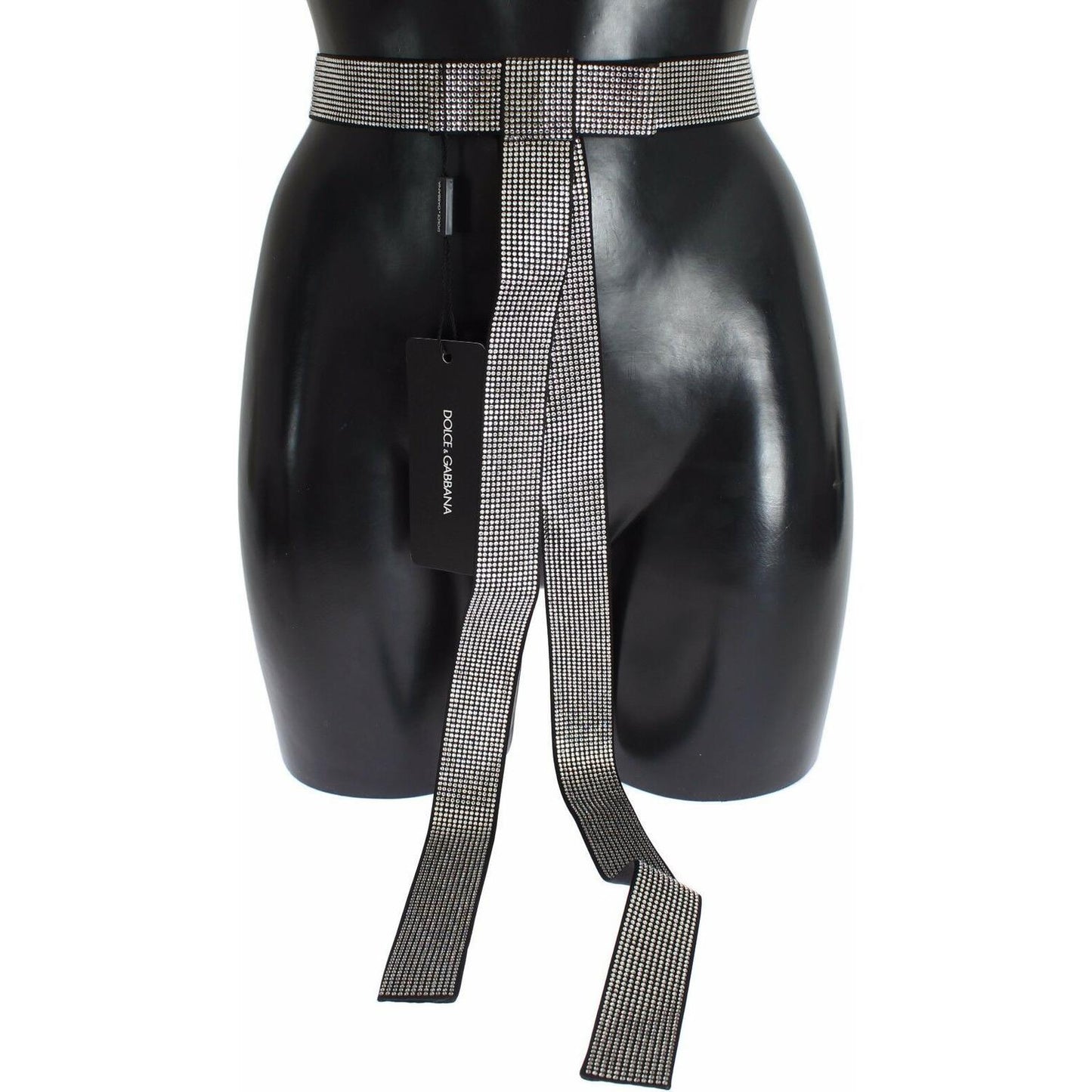 Dolce & Gabbana Black Silk Crystal Bow Waist Belt Elegance WOMAN BELTS Dolce & Gabbana