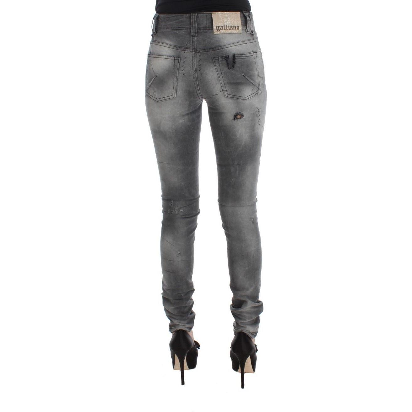 John Galliano Chic Gray Slim Fit Designer Jeans John Galliano