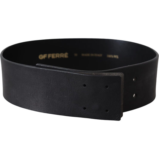 GF Ferre Elegant Solid Black Leather Belt Belt GF Ferre