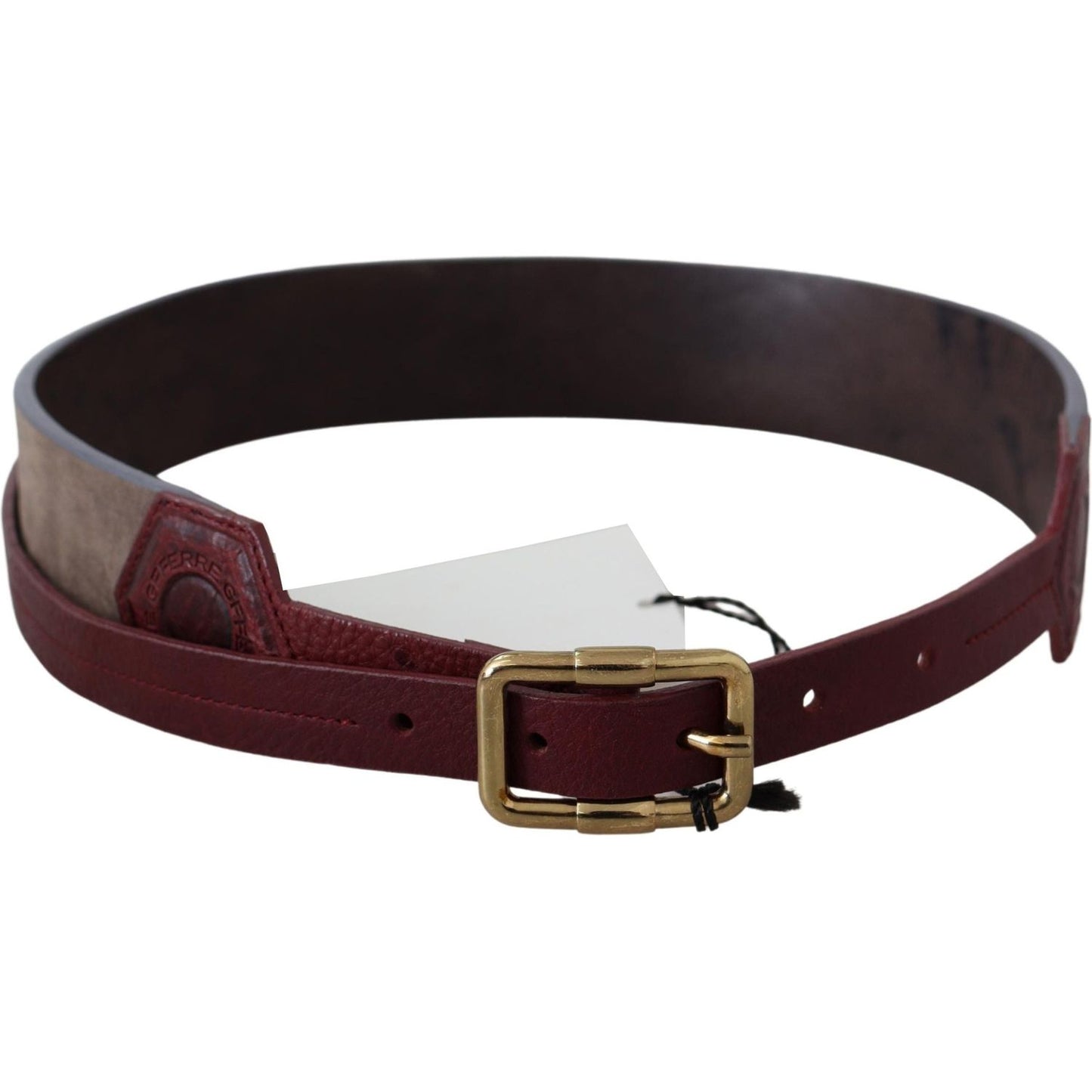 GF Ferre Elegant Brown Leather Belt with Gold Buckle Belt GF Ferre