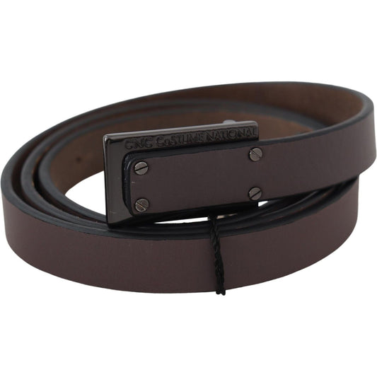 Costume National Elegant Dark Brown Leather Belt Belt Costume National