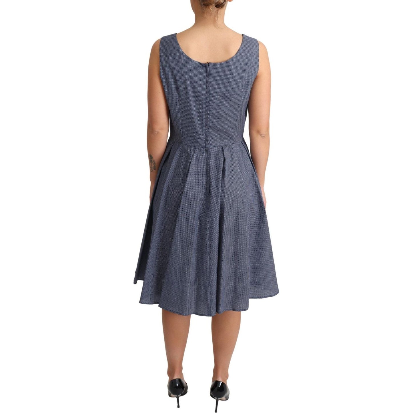 Dolce & Gabbana Chic Blue Polka-Dotted Sleeveless A-Line Dress Dolce & Gabbana