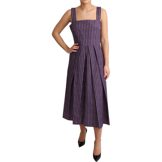 Dolce & Gabbana Elegant Sleeveless A-Line Purple Stripe Dress Dolce & Gabbana