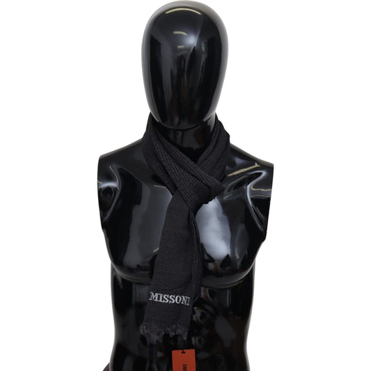 Missoni Black Wool Knit Unisex Neck Wrap Scarf Missoni