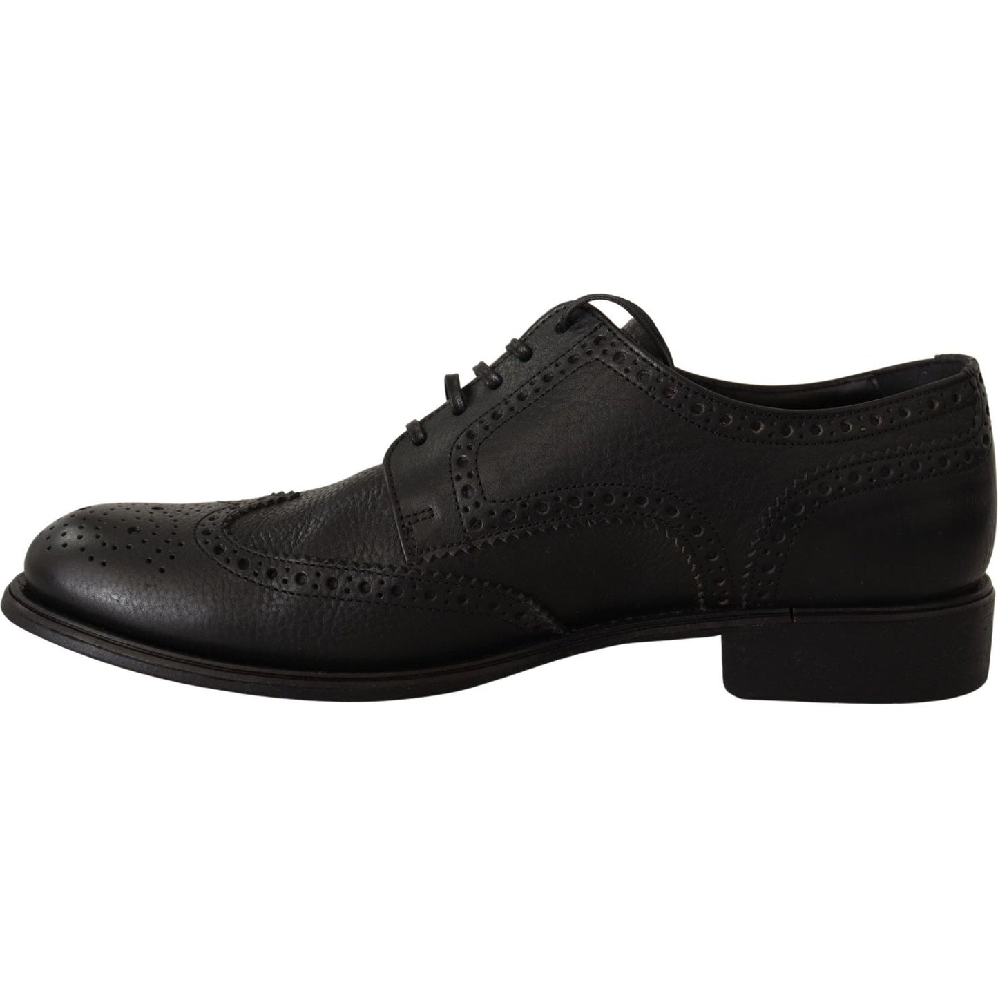 Dolce & Gabbana Elegant Black Leather Derby Wingtip Shoes Dolce & Gabbana