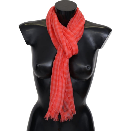 Missoni Orange Check Cashmere Unisex Wrap Fringes Scarf Missoni