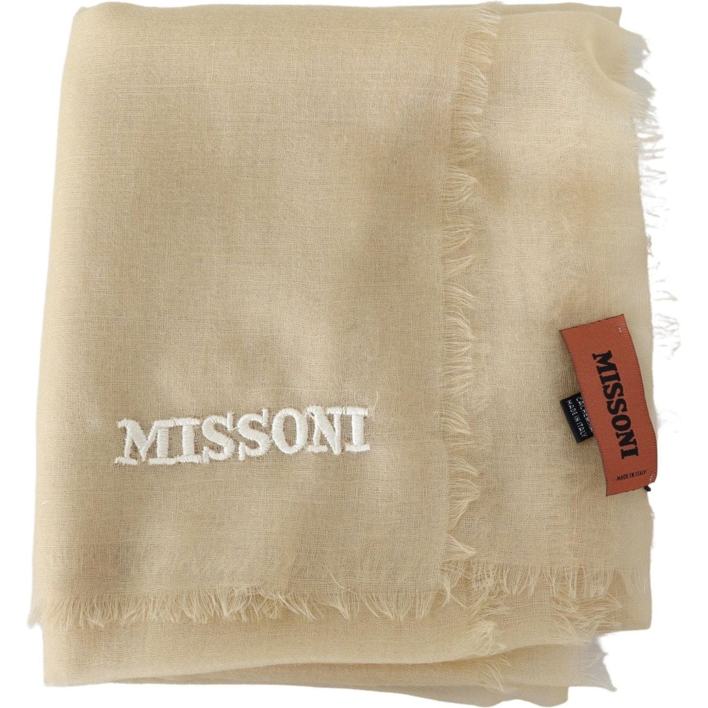 Missoni Elegant Cashmere Scarf in Beige Missoni