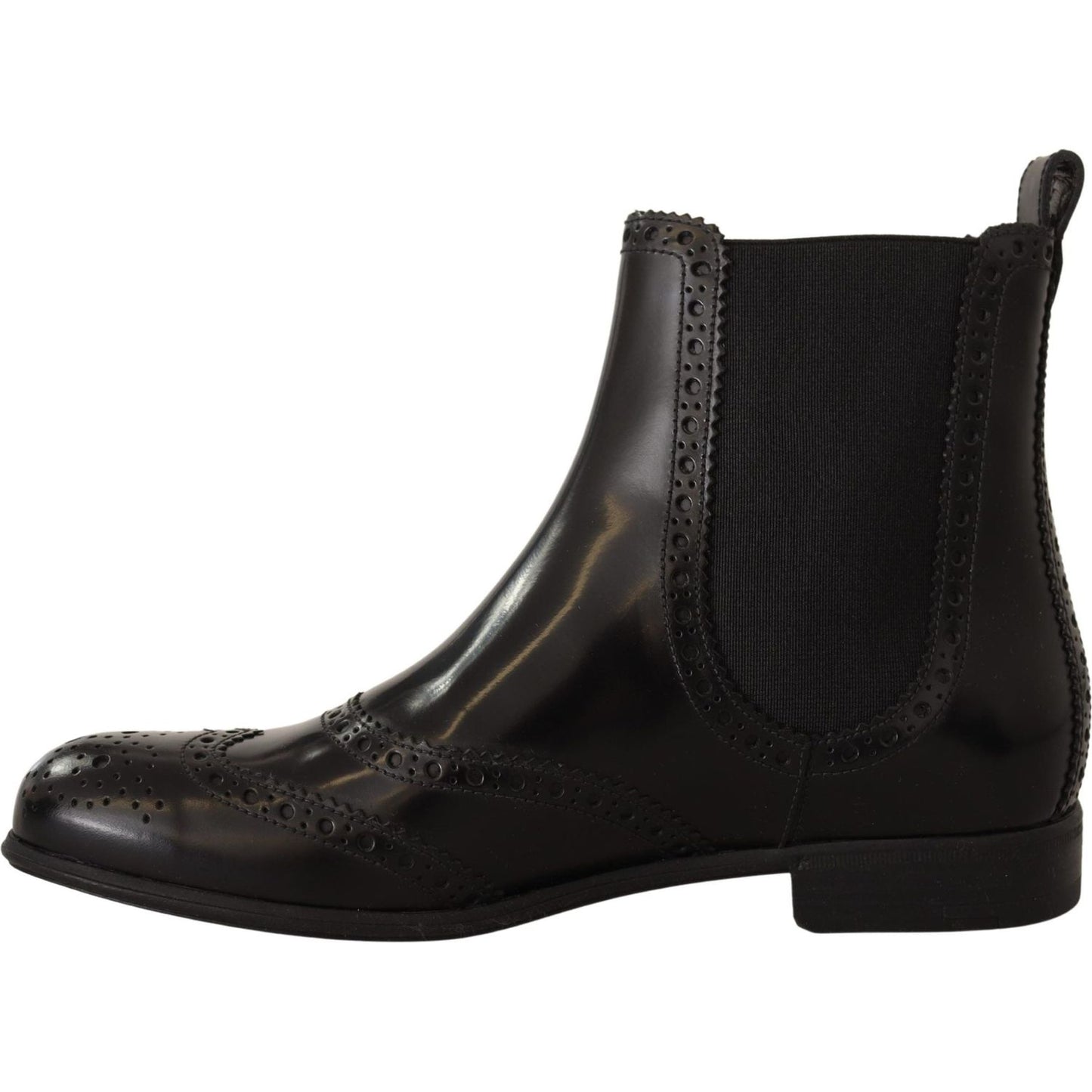 Dolce & Gabbana Elegant Black Ankle Wingtip Oxford Boots Dolce & Gabbana