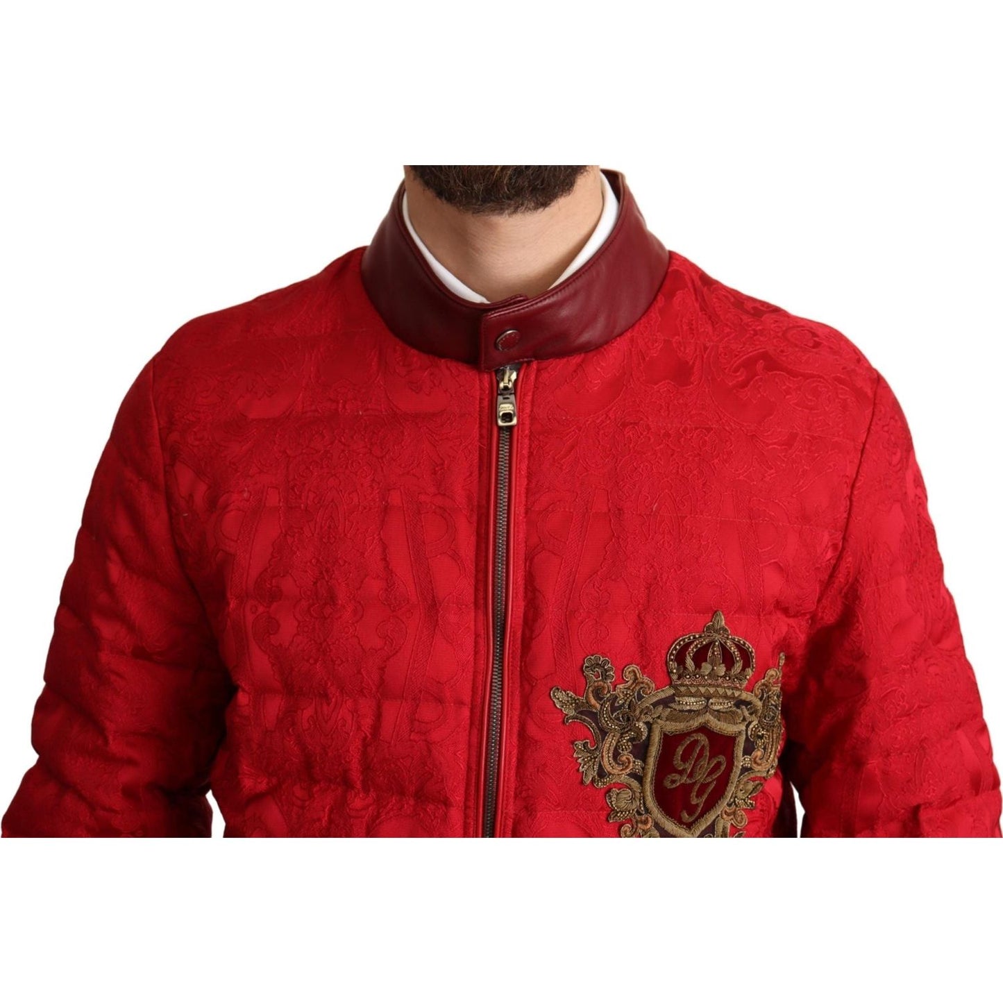 Dolce & Gabbana Red and Gold Bomber Designer Jacket Dolce & Gabbana