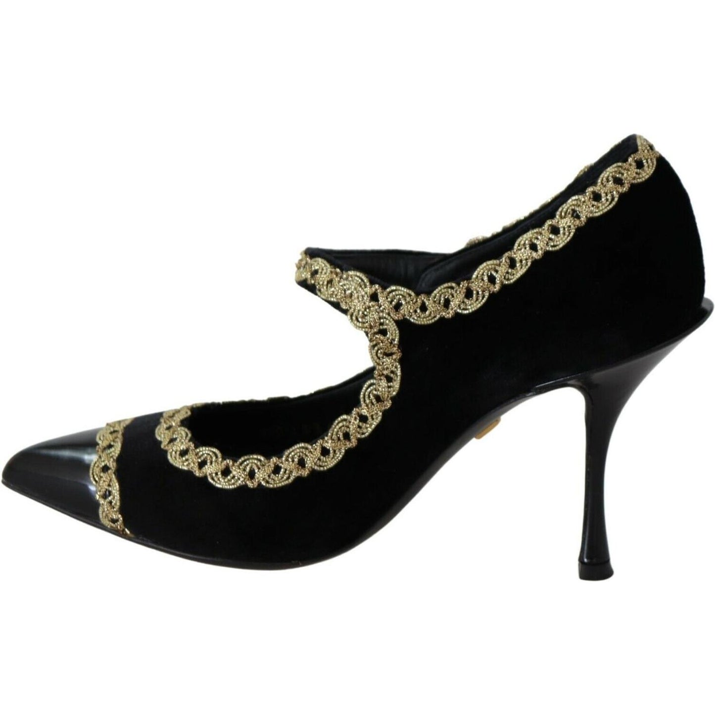 Dolce & Gabbana Elegant Gold-Embroidered Black Velvet Pumps WOMAN PUMPS Dolce & Gabbana