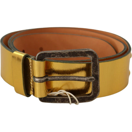 John Galliano Elegant Gold Genuine Leather Men's Belt MAN BELTS John Galliano