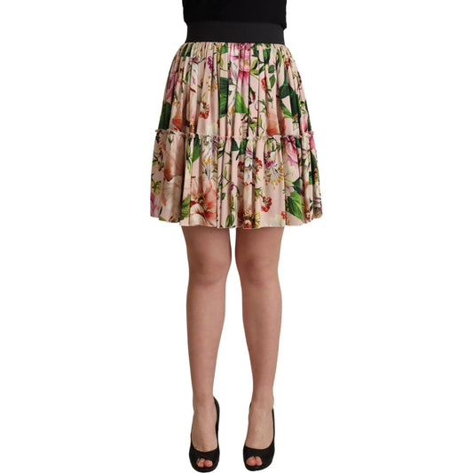 Dolce & Gabbana Elegant Floral Silk High Waist Mini Skirt Dolce & Gabbana