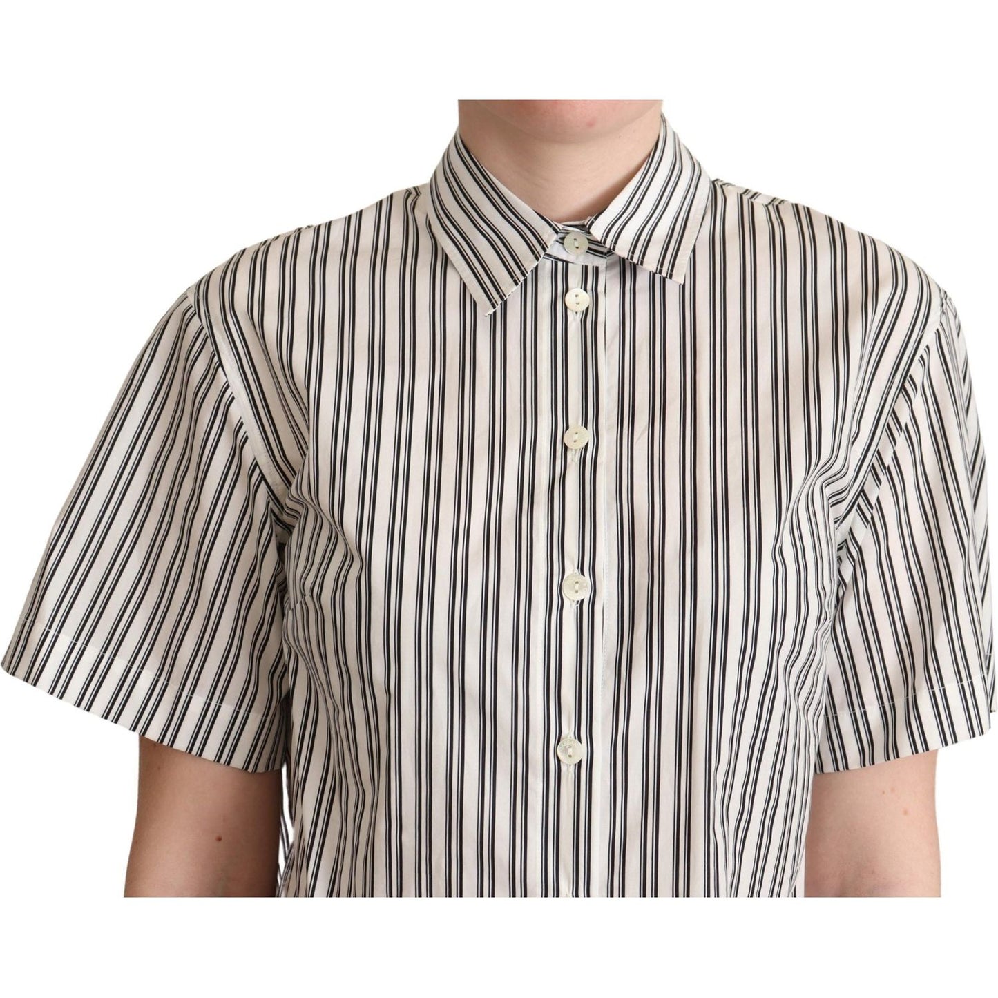 Dolce & Gabbana Elegant Striped Cotton Polo Top Blouse Top Dolce & Gabbana