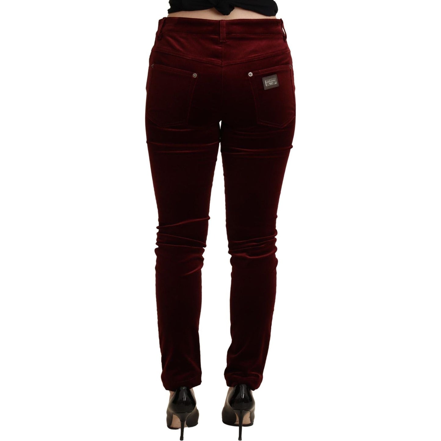 Dolce & Gabbana Exquisite Bordeaux Red Skinny Pants Dolce & Gabbana