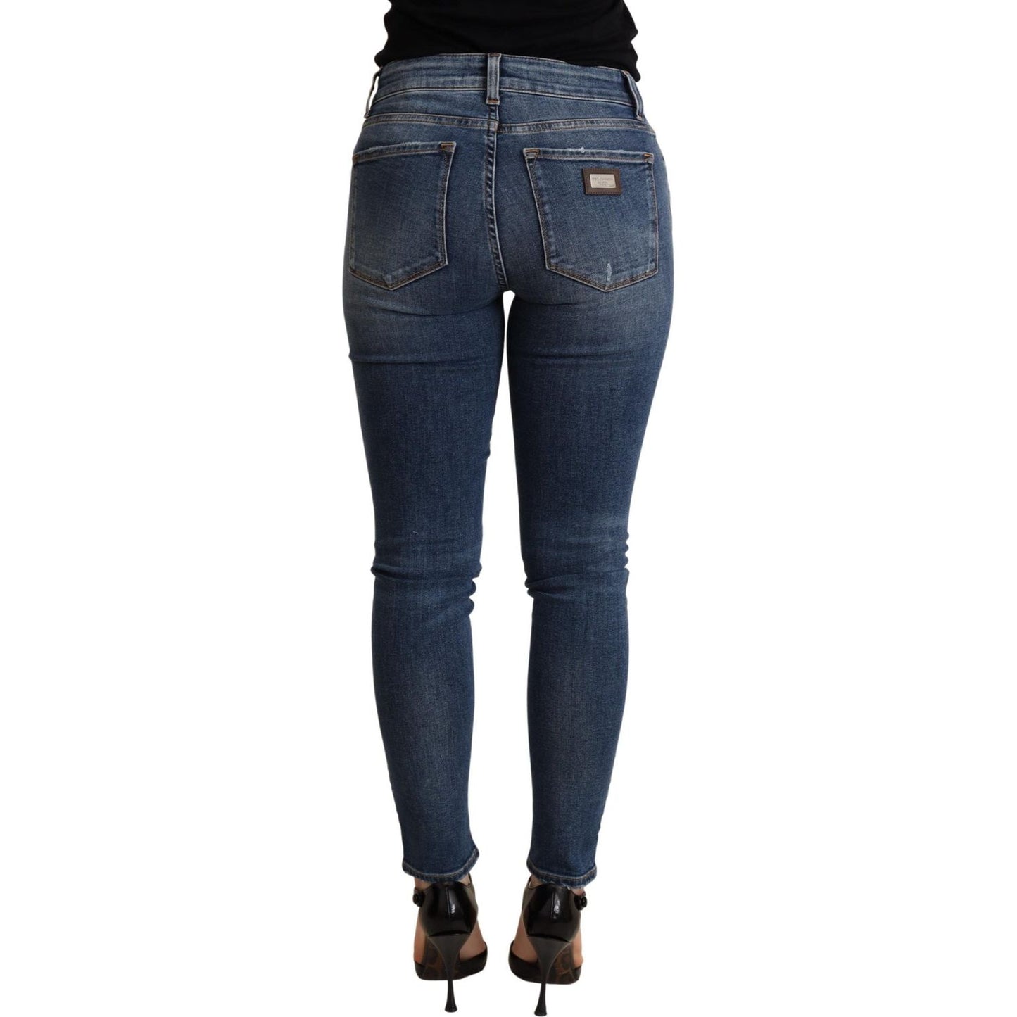 Dolce & Gabbana Elegant Mid Waist Skinny Blue Jeans Dolce & Gabbana