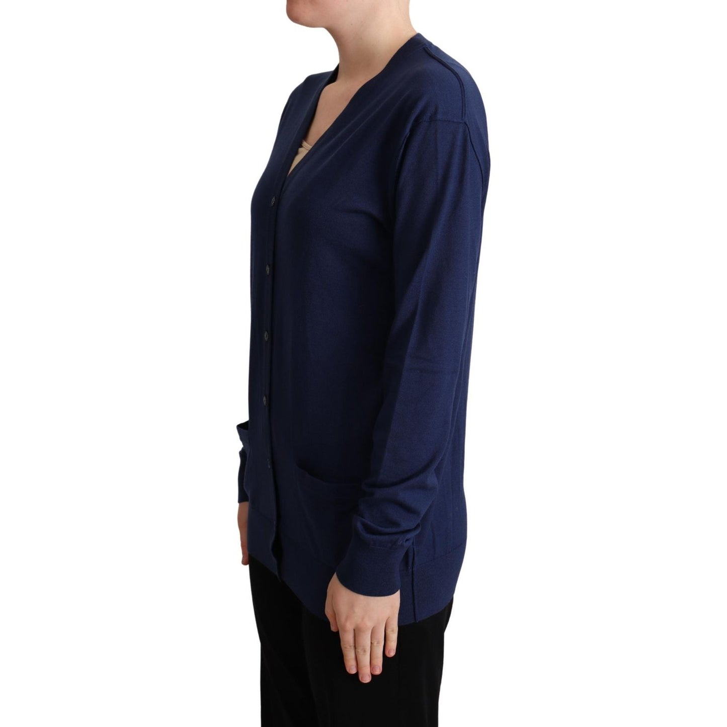 Dolce & Gabbana Elegant Virgin Wool Blue Cardigan Dolce & Gabbana