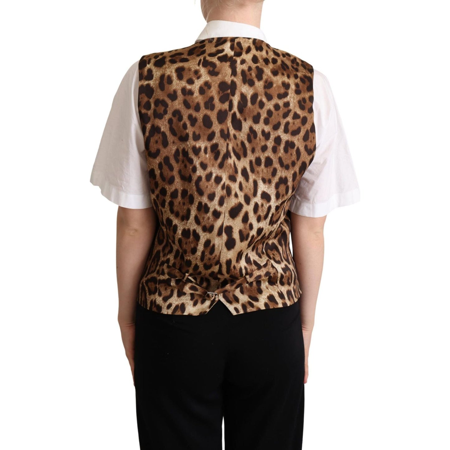 Dolce & Gabbana Elegant Leopard Print Sleeveless Vest Dolce & Gabbana