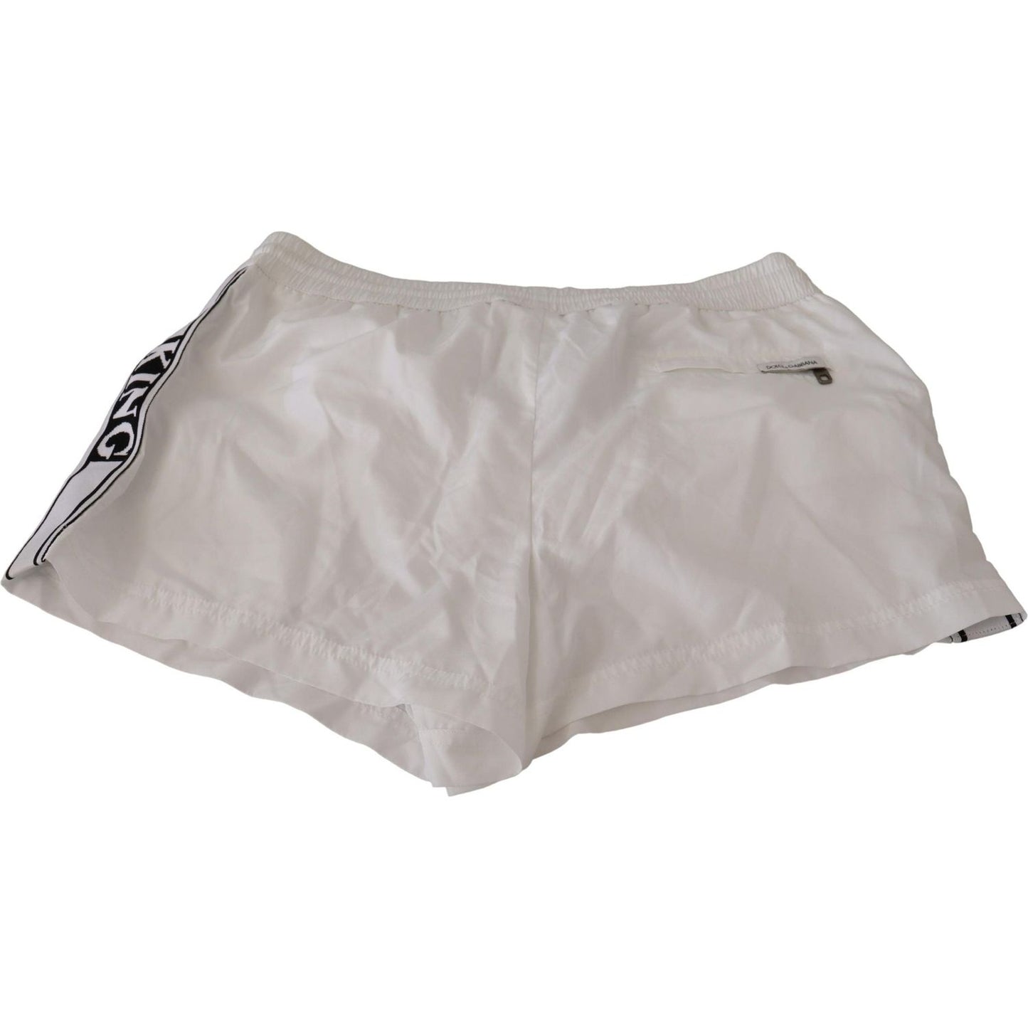 Dolce & Gabbana Elegant White KING Motive Swim Trunks Dolce & Gabbana