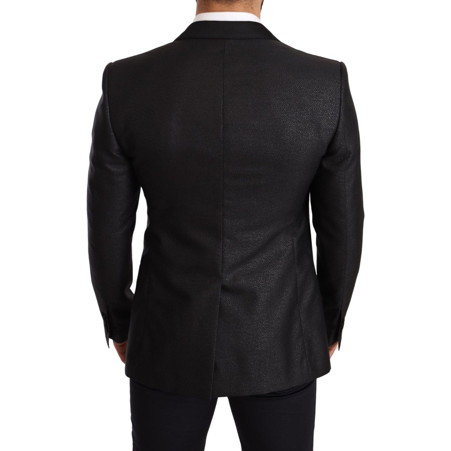 Dolce & Gabbana Elegant Black Metallic Slim Fit Blazer Jacket Blazer Jacket Dolce & Gabbana