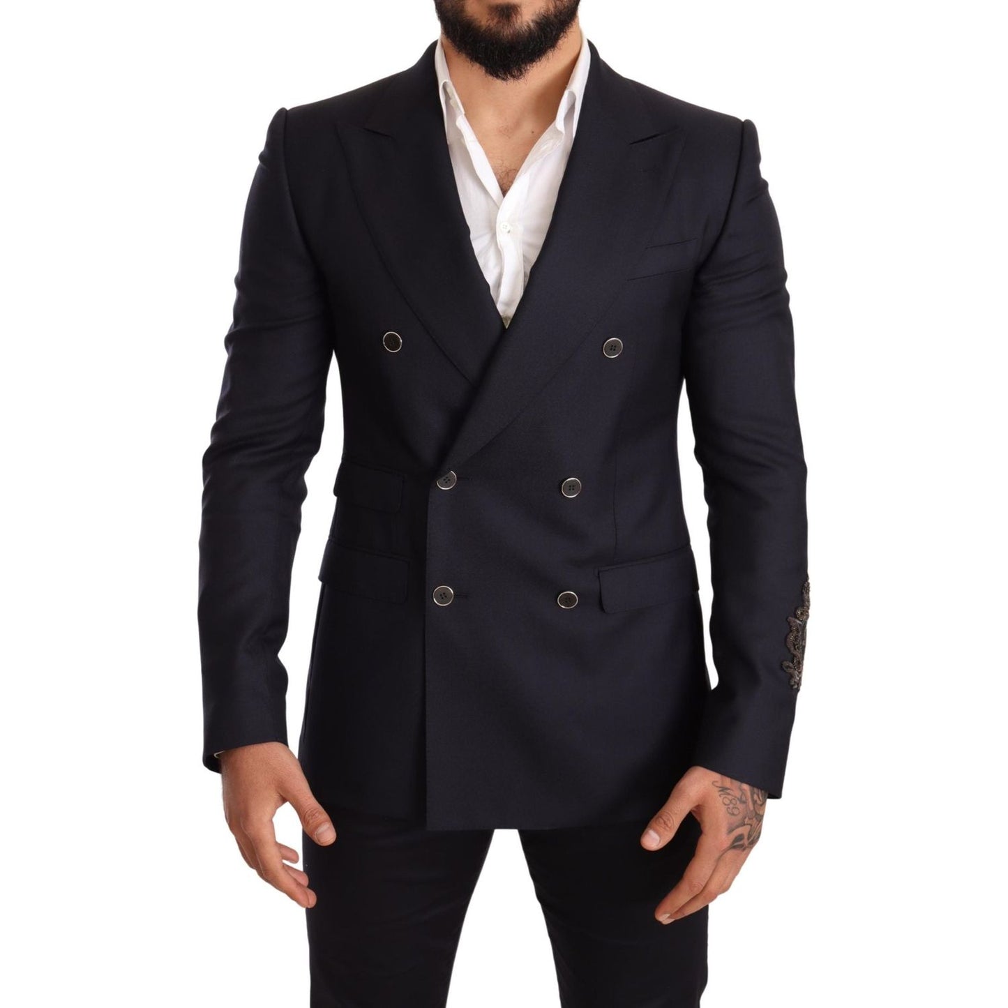 Dolce & Gabbana Elegant Navy Cashmere Silk Blend Blazer Dolce & Gabbana