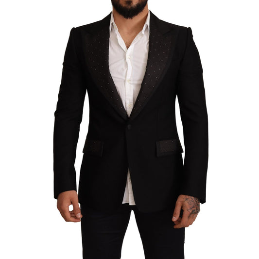 Dolce & Gabbana Black Wool Slim Fit Coat Blazer Jacket Dolce & Gabbana