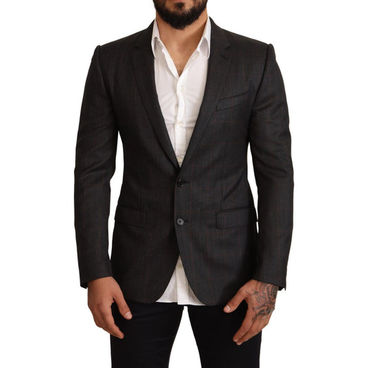 Dolce & Gabbana Gray Check Wool Slim Fit Blazer Jacket Dolce & Gabbana